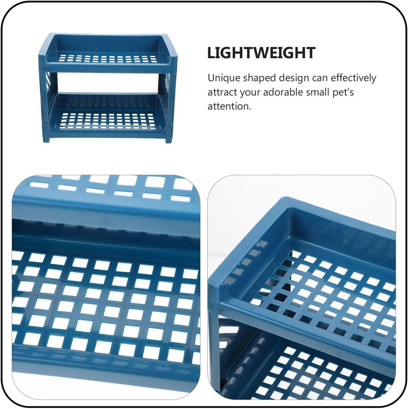 Double-Layer Plastic Pet Bed for Small Animals Hamster Sleeping Bed with 2pcs Nesting Level Navy for Cage Habitat - Image 3