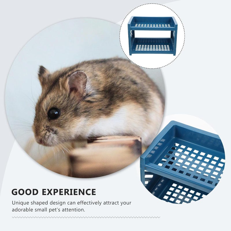 Double-Layer Plastic Pet Bed for Small Animals Hamster Sleeping Bed with 2pcs Nesting Level Navy for Cage Habitat - Image 4