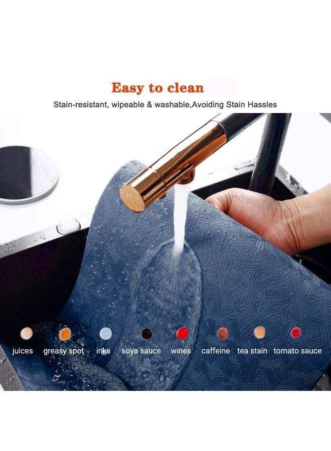Bxzandya Faux Leather Placemats,6 PCS of Heat Resistant Easy Clean Non-Slip Place Mats for Dining Table. Waterproof Stain Resistant Wipeable Washable PU Table Mats(Black, 6PCS) (6, Blue) - Image 4