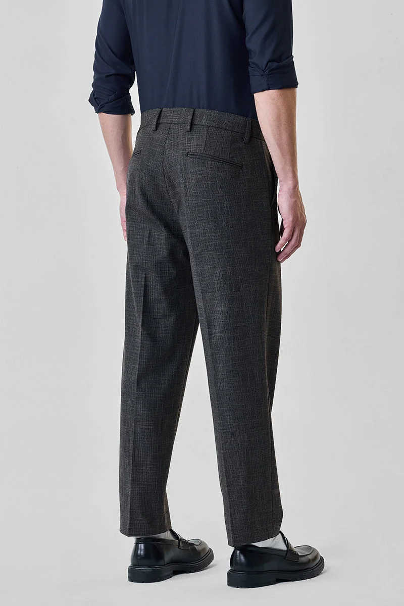 SNITCH Grey Regular Fit Stretch Trousers for Men | Best Price UAE