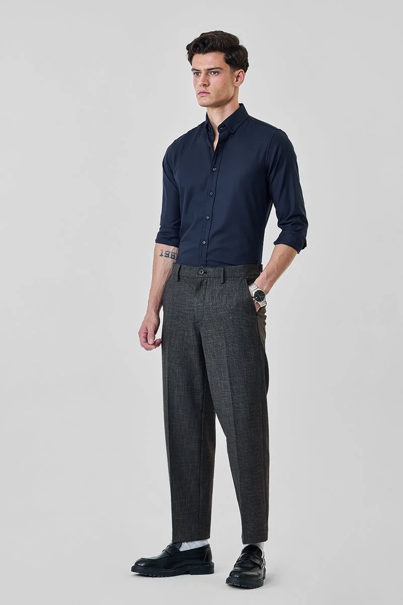 SNITCH Grey Regular Fit Stretch Trousers for Men | Best Price UAE