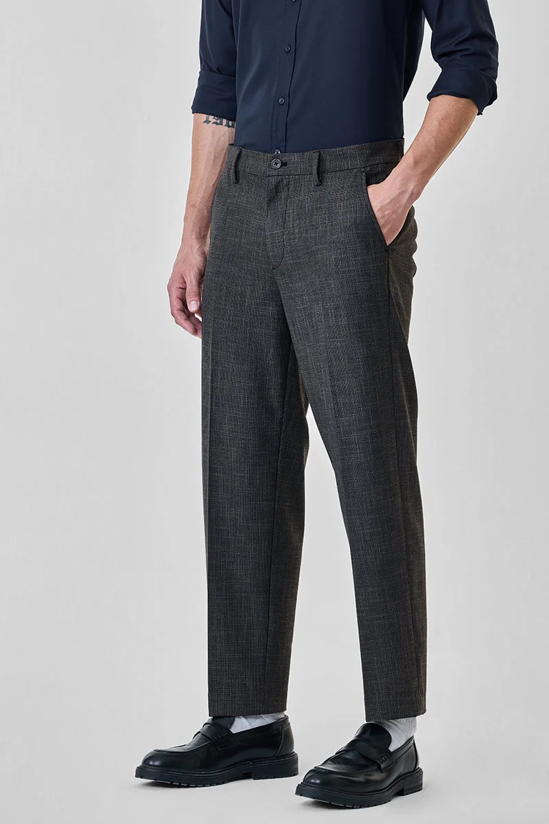 SNITCH Grey Regular Fit Stretch Trousers for Men | Best Price UAE