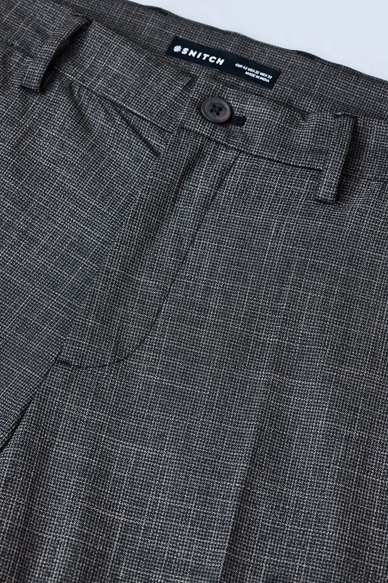 SNITCH Grey Regular Fit Stretch Trousers for Men | Best Price UAE