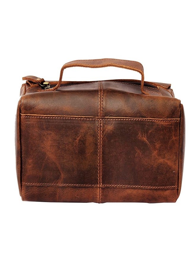CREATIVE LEATHER ART Leather Toiletry Bag, Toiletry Bags for Women, Leather Cosmetic Bag, Cosmetic Bags for Women, Dopp Kit (Dark Brown, 10 x 5 x 6 inch, Retro) - Image 3