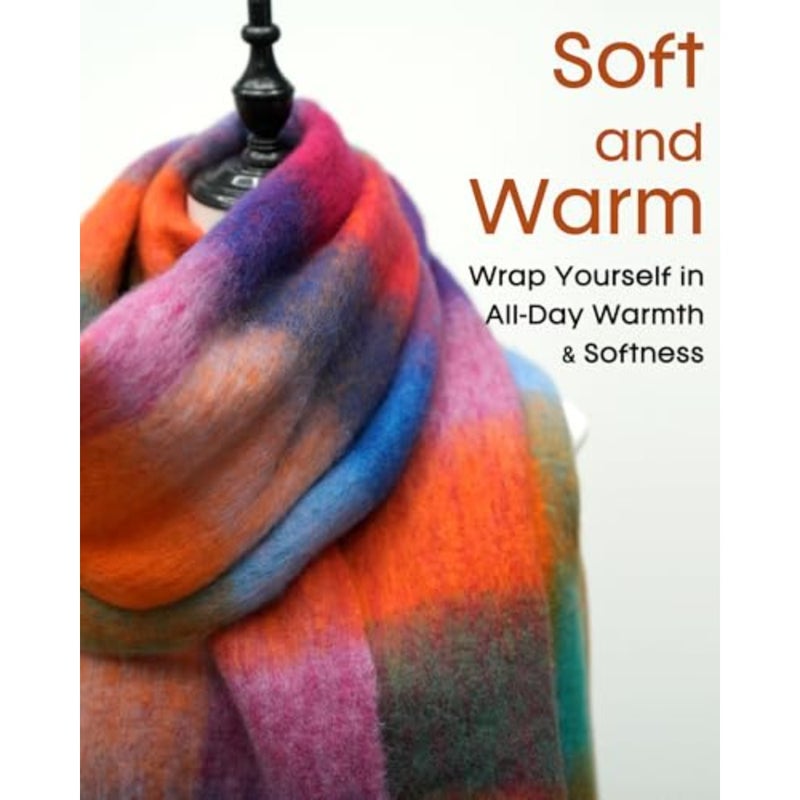 FURTALK Winter Scarf for Women, Oversized Plaid Chunky Thick Blanket Scarves Warm Colorful Cold Weather Long Wrap - Image 4