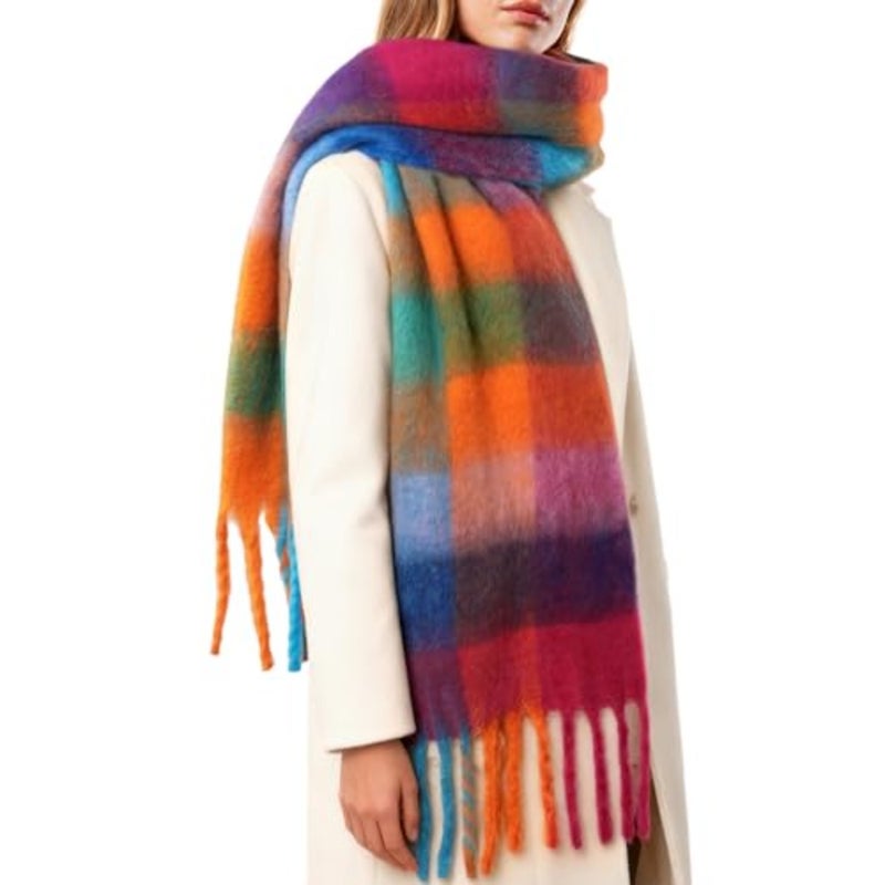 FURTALK Winter Scarf for Women, Oversized Plaid Chunky Thick Blanket Scarves Warm Colorful Cold Weather Long Wrap - Image 1