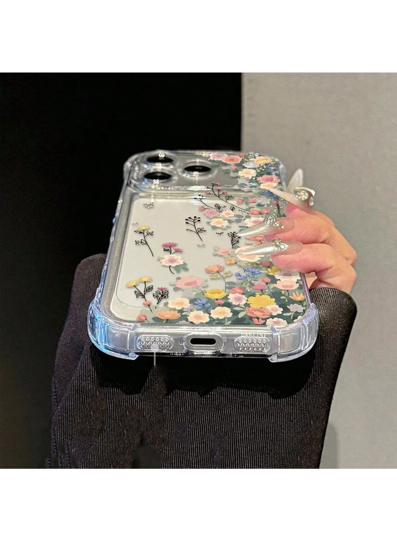 HPRT iPhone 17 Pro Max Case, Clear Phone Case, Soft TPU Cover With Floral Daisy Pattern, Raised Camera Edge And Corner Airbag Protection (Transparent Flower) - Image 5