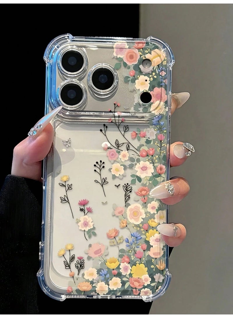 HPRT iPhone 17 Pro Max Case, Clear Phone Case, Soft TPU Cover With Floral Daisy Pattern, Raised Camera Edge And Corner Airbag Protection (Transparent Flower) - Image 2