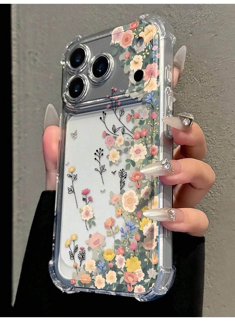 HPRT iPhone 17 Pro Max Case, Clear Phone Case, Soft TPU Cover With Floral Daisy Pattern, Raised Camera Edge And Corner Airbag Protection (Transparent Flower) - Image 3