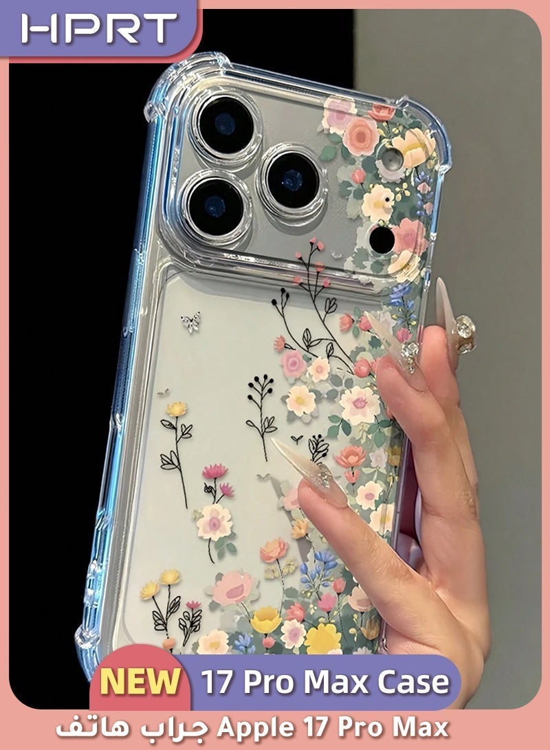 HPRT iPhone 17 Pro Max Case, Clear Phone Case, Soft TPU Cover With Floral Daisy Pattern, Raised Camera Edge And Corner Airbag Protection (Transparent Flower) - Image 1