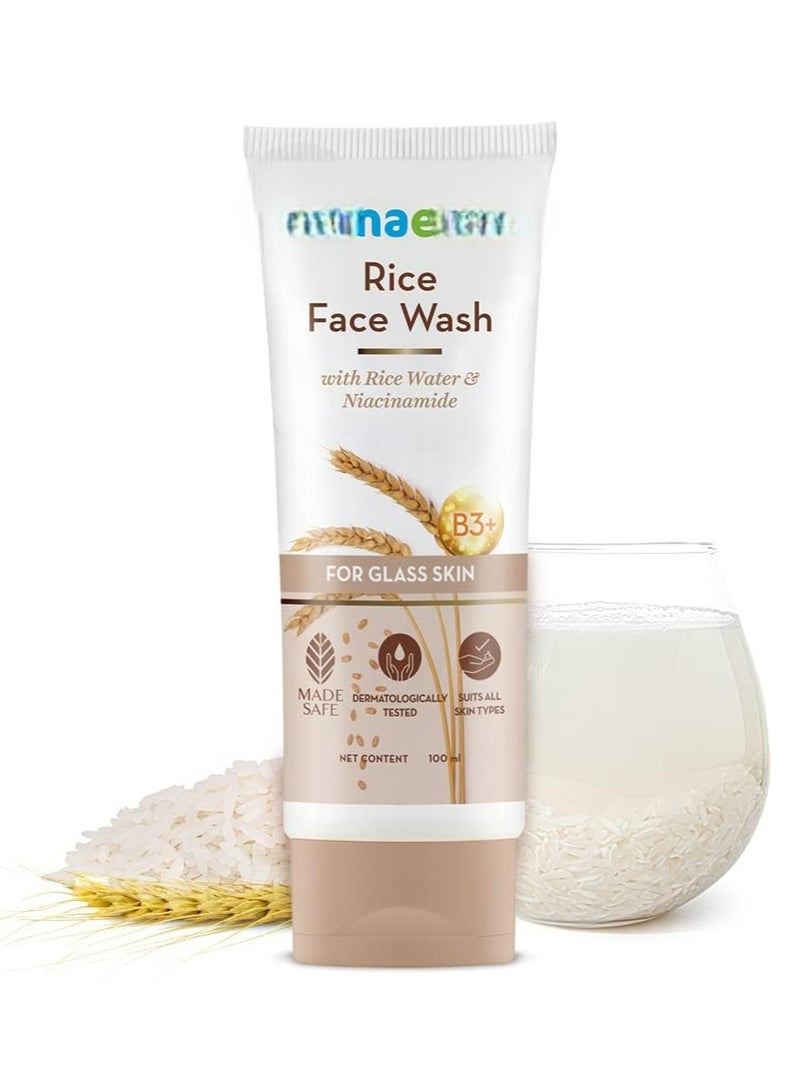 Mama Earth Rice Face Wash With Rice Water & Niacinamide for Glass | For Hydrated & Even Tone | Glowing & Brightened | | For All Types | For Men & Women | 100 ml - Image 1