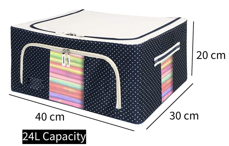 Descaler 24 LTR Foldable Cloth storage box Steel Frame Clothes Organizer Storage Box For Wardrobe Saree Shirts And Blankets organizer box saree cover clothes Dress Cupboard box Pack of 4  - Image 3