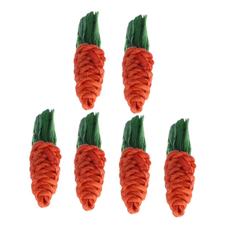 6Pcs Carrot Shaped Small Animal Chew Toys For Hamsters Rabbits Chinchillas Teeth Grinding - Image 2