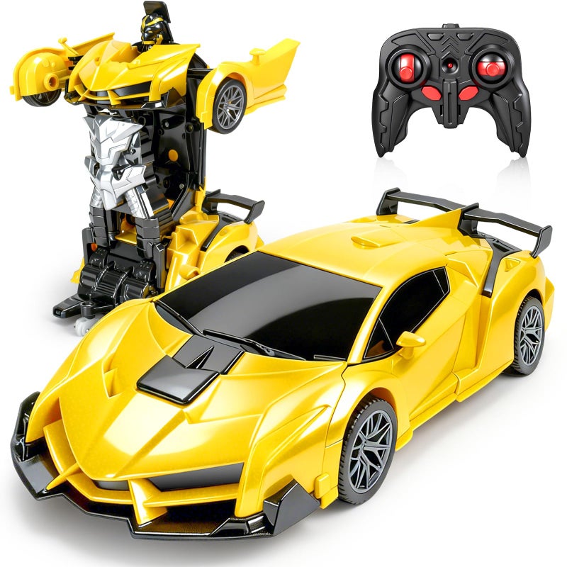 Bloolilies Remote Control Car for Boys 118 Scale Rc Race Car with 360 Rotating Led Lights One Button Deformation Rc Cars Robot Toy Cars for Kids 3 4 5 6 7 812 Birthday Easter Gifts - Image 3