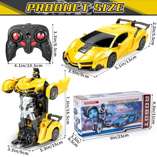 Bloolilies Remote Control Car for Boys 118 Scale Rc Race Car with 360 Rotating Led Lights One Button Deformation Rc Cars Robot Toy Cars for Kids 3 4 5 6 7 812 Birthday Easter Gifts - Image 5