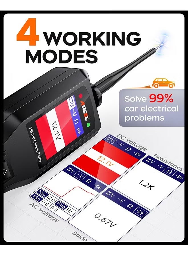 ANCEL PB100 Automotive Circuit Tester, 12 24V Power Circuit Probe Tester, Electrical Open&Short Finder, AC DC Voltage Diode Resistance Trailer Fuse Relay Tester, Activate Component Tool, 40FT Cable - Image 3