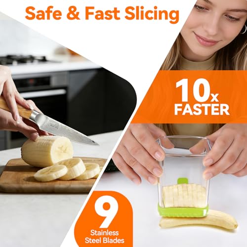 GENGCANG Fruit Slicer Cup for Strawberry, Banana, Hard-Boiled Egg - Detachable Cutter with Push Plate - Rapid & Safe Slicing Kitchen Gadget for Quick Meal Prep (Food green) - Image 3