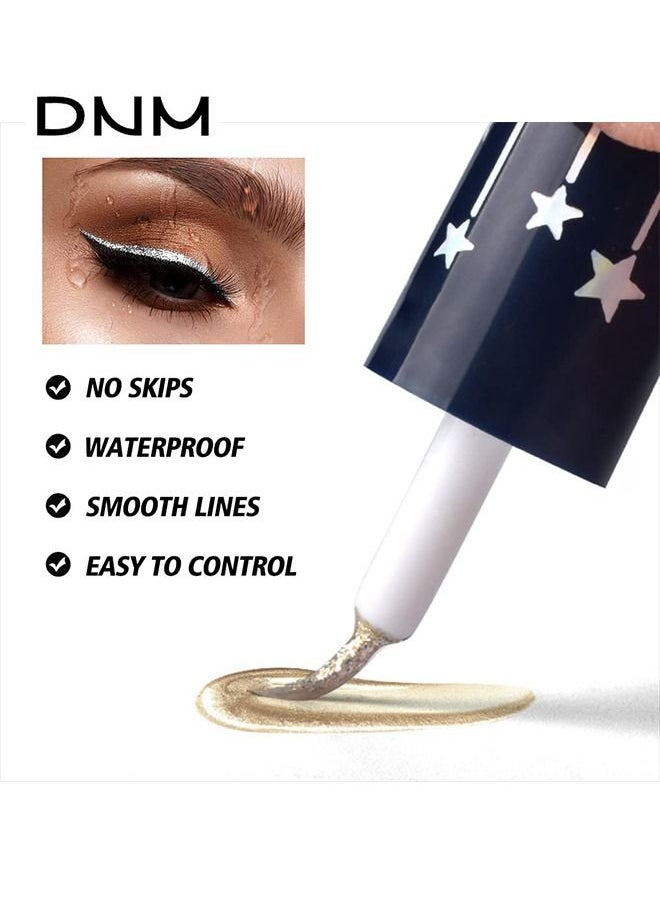 5 PCS Glitter Eyeliner Liquid Set, Metallic Shimmer Eyeshadow, Silver Gold Diamond Eye Liner Stick, Long Lasting Glow Eyeliner Eye Shadow, Ideal Makeup Gift (Starry Sky)