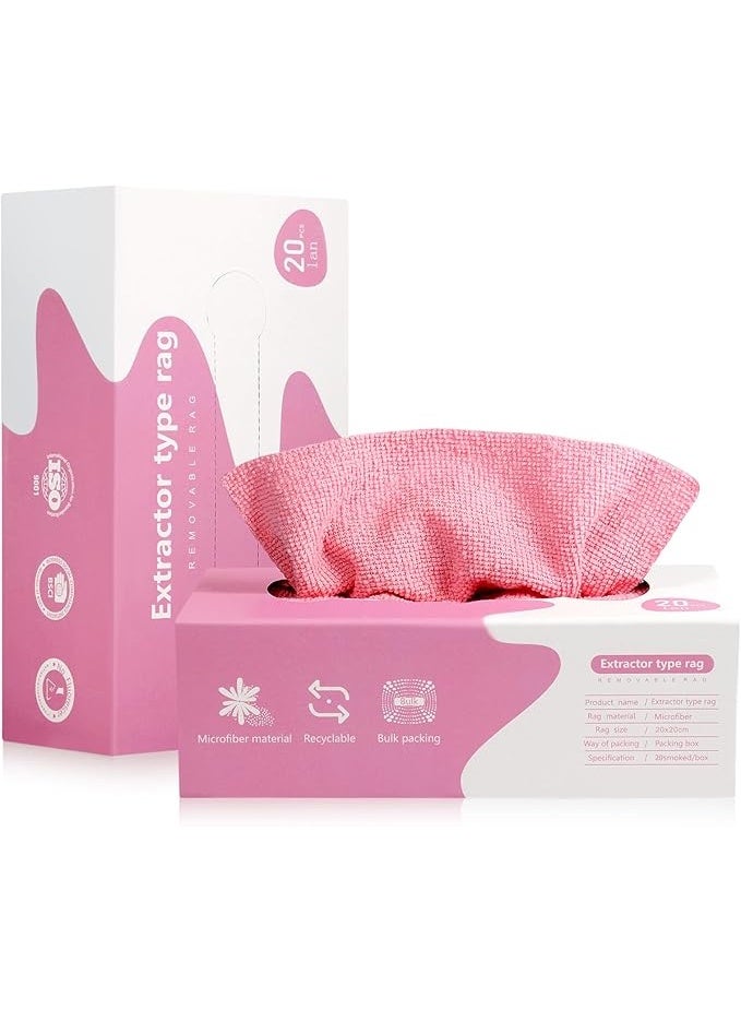 ناما مناديل تنظيف وتجفيف من المايكروفايبر قابلة لاعادة الاستخدام مع صندوق توزيع في صندوق (20 قطعة) - مناديل قابلة لاعادة الاستخدام 7.9 انش × 7.9 انش للتنظيف - Image 1