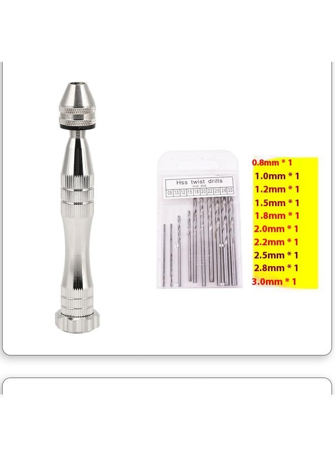 Hand Drill, with 10 PCS Small Drill Bits (0.8 mm-3 mm), for Resin, Wood, Clay, DIY Crafts Keychains Jewelry Making  - Image 1