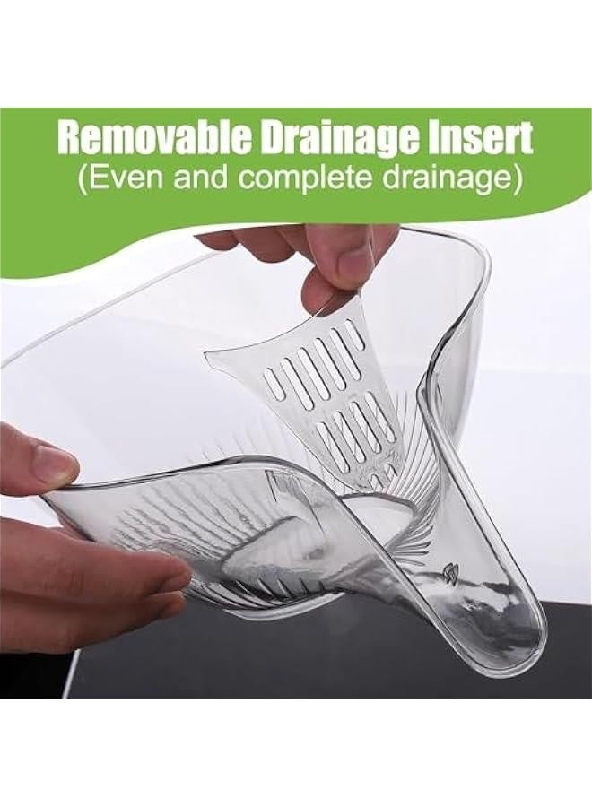 2 Packs Multi-Functional Drain Basket, 2023 Fruit Cleaning Bowl with Strainer Container, Kitchen Sink Food Catcher Drainer Filter with Funnel, Kitchen Utensils Food Drainer for Vegetables Fruit Sala  - Image 4