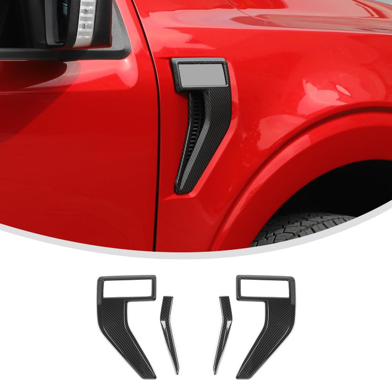 Linskip Fender Side Emblem Trim Compatible with Ford F150 F250 F350 2021 2022 2023 F150 Fender Badges Cover F150 Enterior AccessoriesCarbon Fiber Pattern