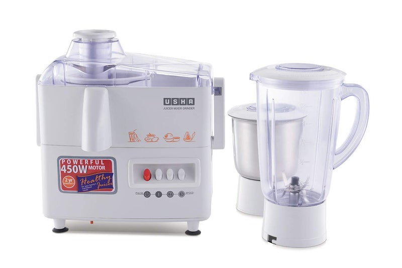 Usha 3345 450-Watt Juicer Mixer Grinder with 2 Jars (White) - Image 3