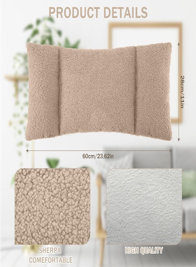 كويكاي وسادة دعم أسفل الظهر من الصوف من كويكاي، وسادة ظهر بثلاثة أقسام، وسادة مكتب لدعم الظهر، وسادة مريحة لأسفل الظهر لمقعد السيارة، تخفيف الألم، مسند أريكة (لون جملي فاتح) - Image 2