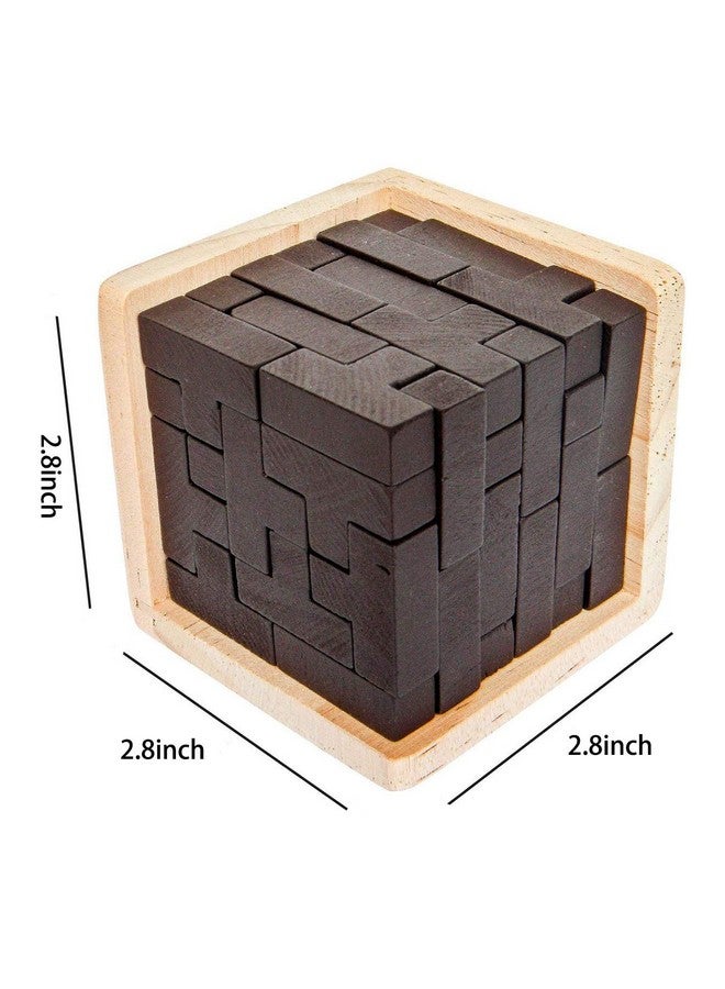 Ahyuan لعبة ألغاز مكعب الخشب لتخفيف التوتر ألعاب حسية للأطفال والبالغين ألغاز خشبية لعبة منطقية على شكل حرف T لعبة تعليمية للأطفال والمراهقين من AHYUAN (قهوة) - Image 2