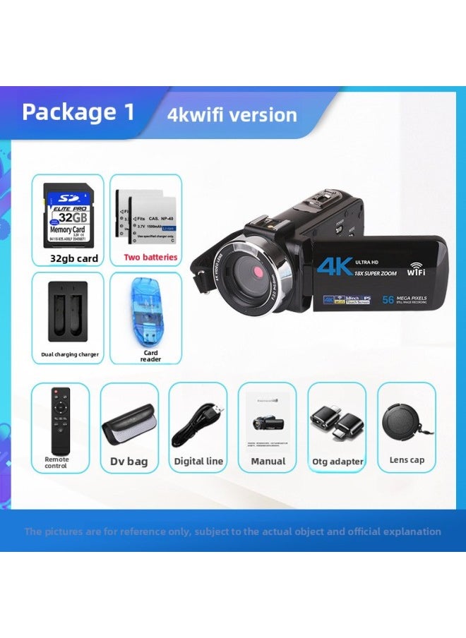 Generic Digital Camera HD Professional 2024 Handheld Dv Camera Travel Home 4K High Pixel Video Recording-Body Color:Package 1 Af3 56.0million Pixels Wifi Version  - Image 1