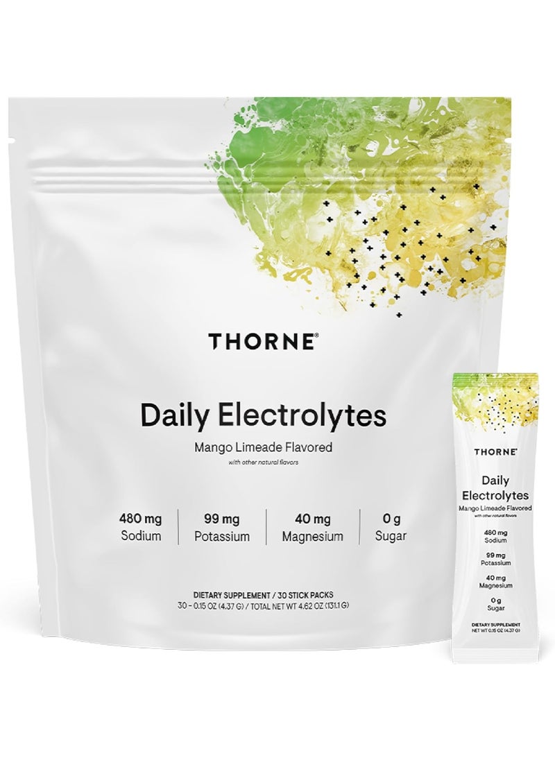 Thorne Daily Electrolytes Mango Limeade Flavored With Other Natural Flavors Dietary Supplement 30 Stick Packs 30  - Image 1