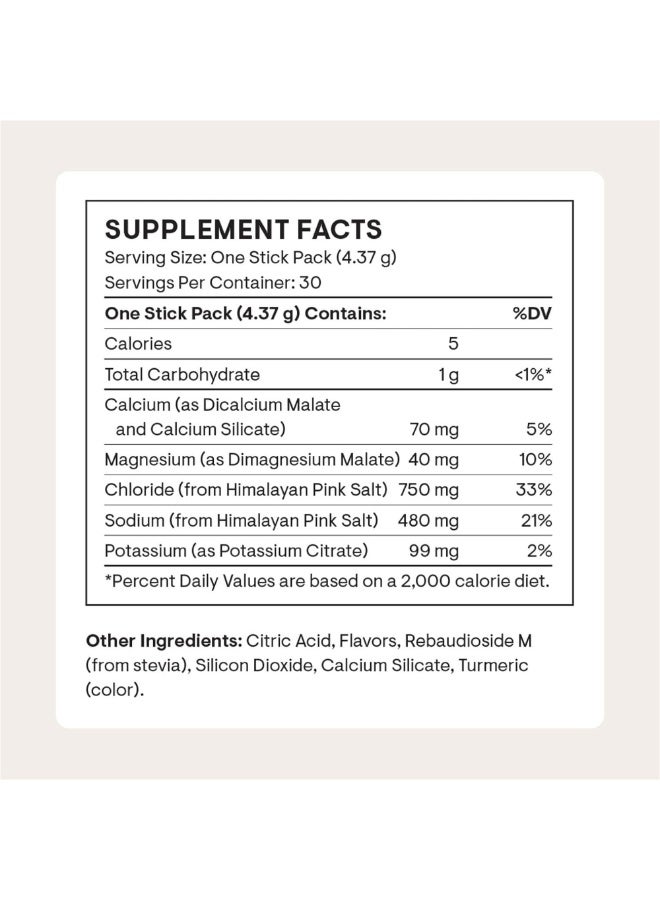 Thorne Daily Electrolytes - Mango Limeade Flavored - with other natural flavors - 480 mg Sodium - 99 mg Potassium - 40 mg Magnesium - 0g Sugar - Dietary Supplement - 30 Stick Packs - Net wt 4.62 oz (131.1 g) - Image 2