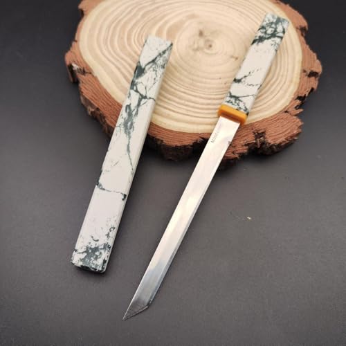 Machado Japanese Style Mini Pocket Katana Kitchen Knife with Sheath - Ebony Painted Handle - Perfect for Fruit, Vegetable Slicing, Chopping, Gifting for Outdoor Camping & Restaurant - Image 3