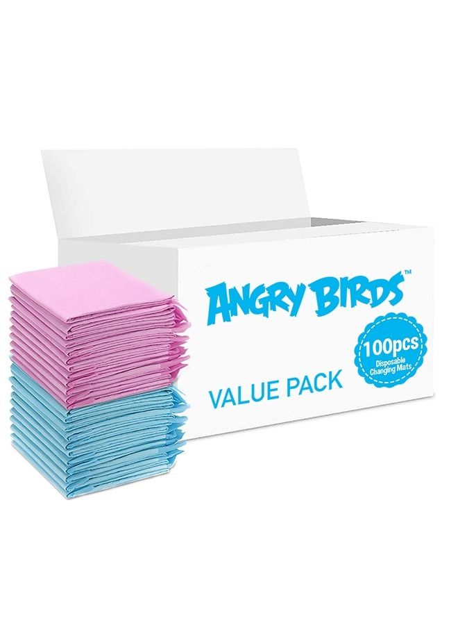 Angry Bird Disposable Changing Mats, 100 Counts, Soft Waterproof Mat, Portable Leak Proof Changing Mat, New Mom Leak-Proof Under pad, Mattress Table Protector Pad - Image 1