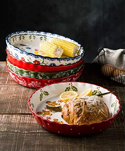 Mateda Ceramic Pie Pan Pie Dish for Oven 10 Inch Pie Plate Round Bakeware (Flower) - Image 5