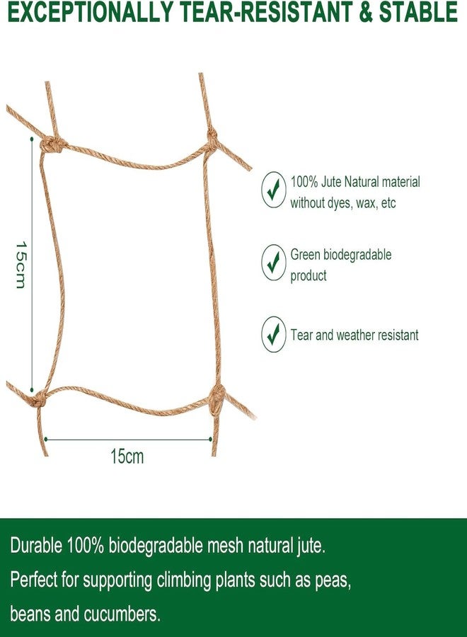Miuezuth Plant Support Trellis Netting - Biodegradable Natural Jute Net for Garden Climbing Vining Plants Cucumber, Vine, Fruits & Vegetables Tomato (6.6 Ft x 9.8 Ft, 5.9 Inch Squares) - Image 2