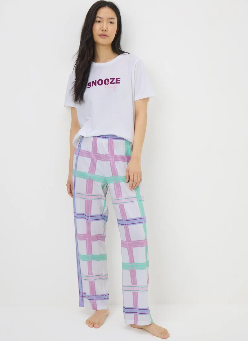 Matalan White Check Snooze Pyjama Set