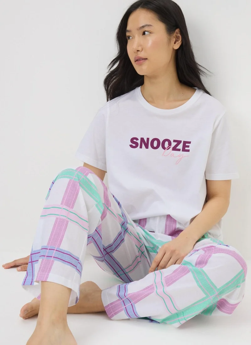 Matalan White Check Snooze Pyjama Set