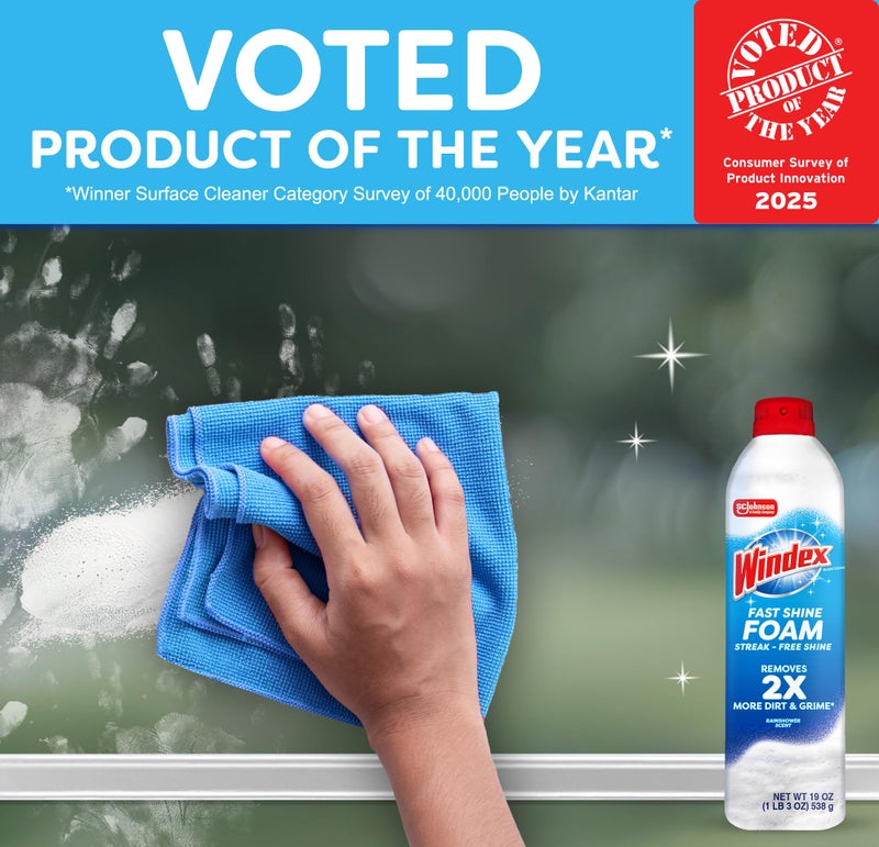 Windex Fast Shine Foam Glass Cleaner, No-Drip Aerosol Cleaning Spray, 19 oz. - Image 4