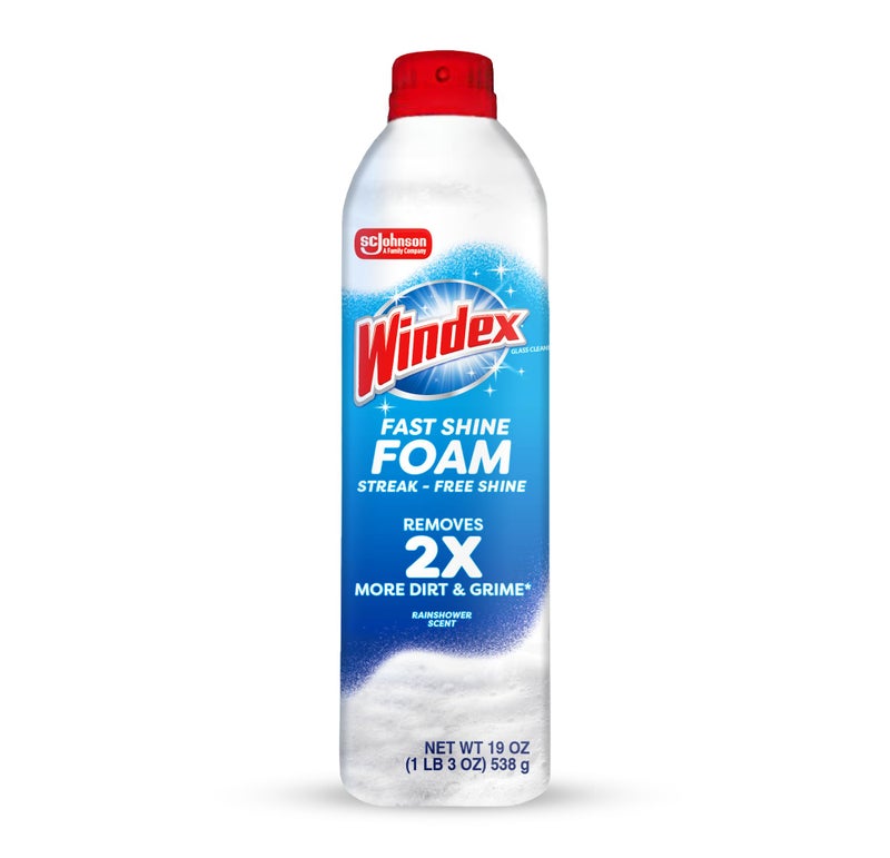 Windex Fast Shine Foam Glass Cleaner, No-Drip Aerosol Cleaning Spray, 19 oz. - Image 1