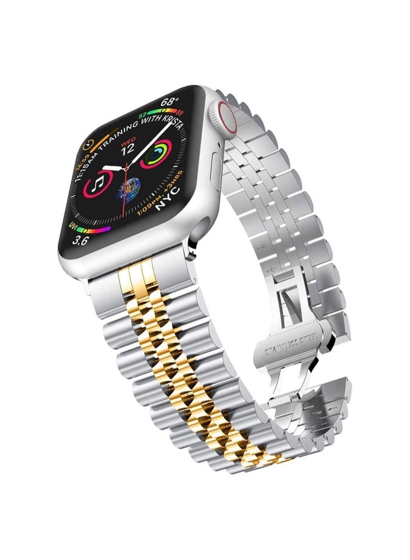 Stainless Steel Solid Strap Metal Bracelet for Apple 45/44/42mm Watch - Image 1