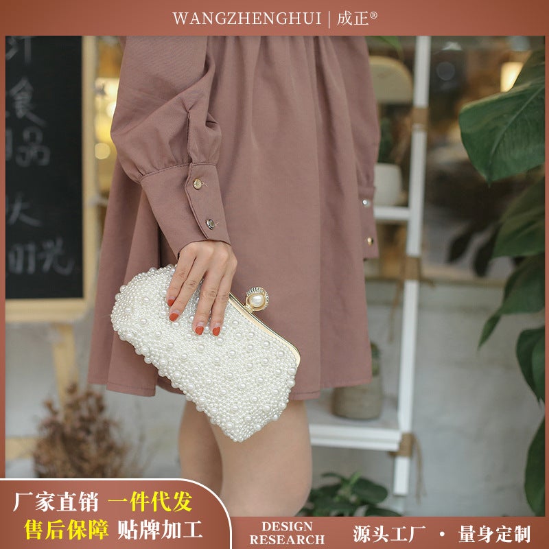 Pearl Evening Bag, Korean And Japanese Style, Women'S Trendy Dress Evening Bag, Clutch Bag, Cheongsam Gift Bag, Crescent Bag - Image 2
