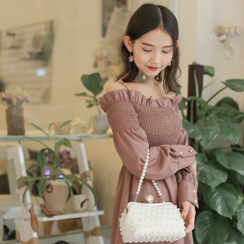 Pearl Evening Bag, Korean And Japanese Style, Women'S Trendy Dress Evening Bag, Clutch Bag, Cheongsam Gift Bag, Crescent Bag - Image 3