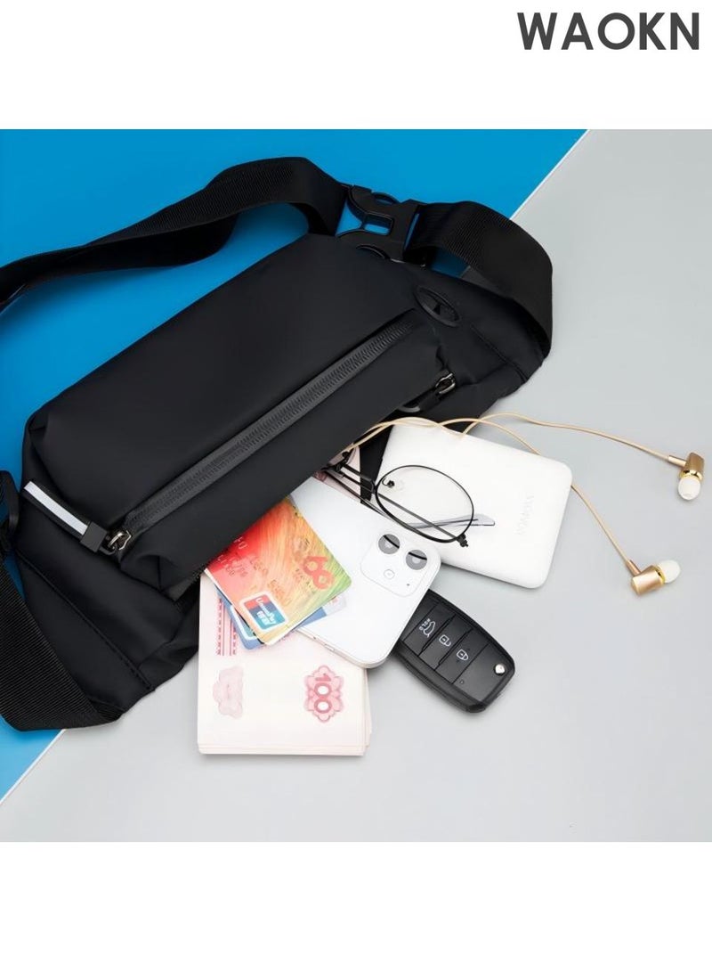 WAOKN Crossbody Fanny Pack for Women Men,Crossbody Waist Bag Belt Bag,Slim Running Belt Waist Pack,Fashion Water Resistant Waist Pouch Packs Chest Bag with Adjustable Strap for Travel Walking Running Hiking Cycling - Image 5