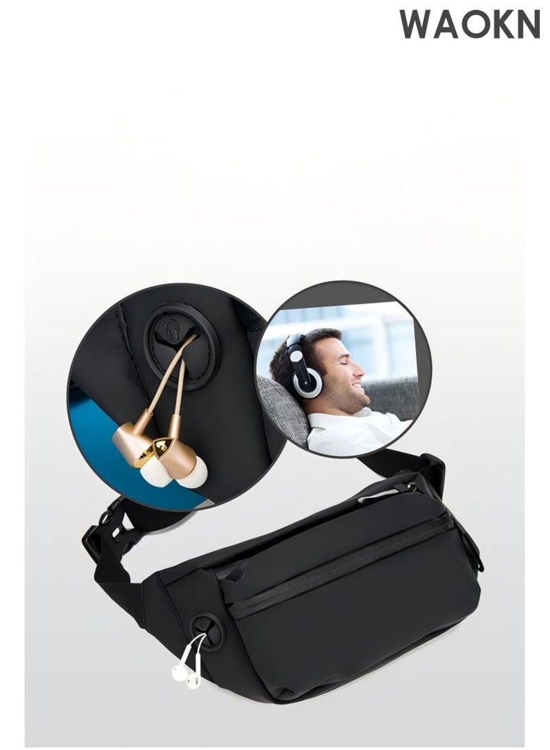 WAOKN Crossbody Fanny Pack for Women Men,Crossbody Waist Bag Belt Bag,Slim Running Belt Waist Pack,Fashion Water Resistant Waist Pouch Packs Chest Bag with Adjustable Strap for Travel Walking Running Hiking Cycling - Image 2