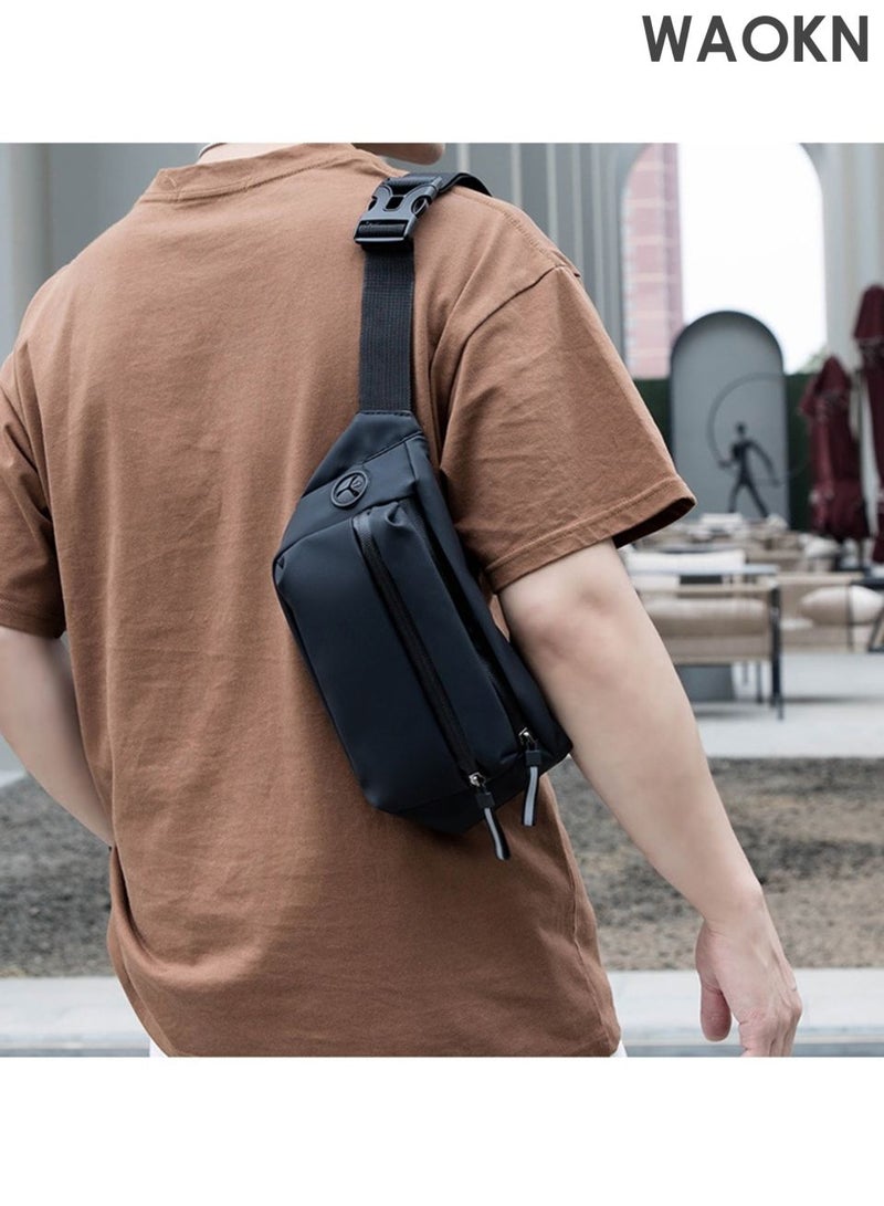 WAOKN Crossbody Fanny Pack for Women Men,Crossbody Waist Bag Belt Bag,Slim Running Belt Waist Pack,Fashion Water Resistant Waist Pouch Packs Chest Bag with Adjustable Strap for Travel Walking Running Hiking Cycling - Image 3