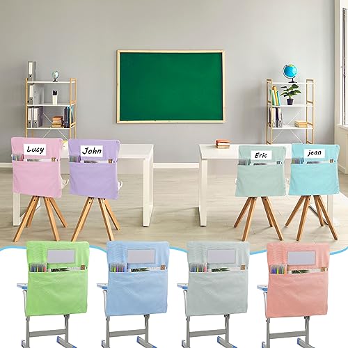 Xaatren 24 Pcs Small Chair Pockets for Classroom 14 Inch School Chairs Bag Chairback Buddy Seat Pocket Student Classroom Organizer with Name Tag for Primary School Chair up to 14'' Wide(Pastel Color) - Image 5