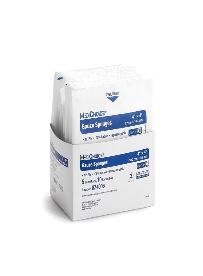 MediChoice Gauze Sponge, 12-Ply, Sterile, Hypoallergenic, 4x4 Inch, White, 1314GZ4006 (Case of 160) - Image 1