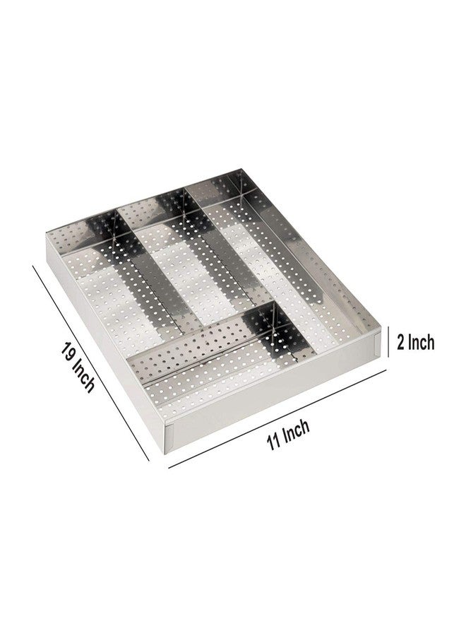 KEEPWELL Modern Minimalist Cutlery Kitchen Basket (Silver, 12x20x4 Inch) - Kitchen Organizer - Image 4