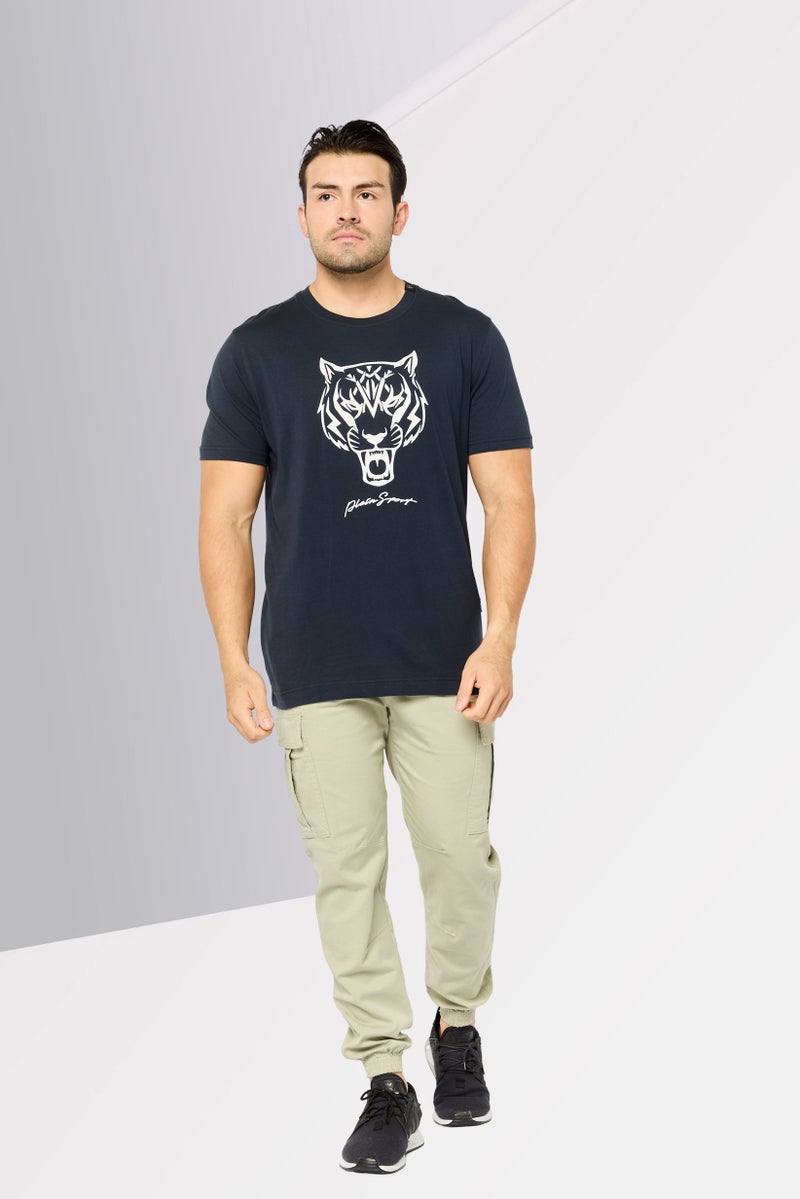 PHILIPP PLEIN Plein Sport Men Sportswear Fit Short Sleeves Outdoor T-Shirt, Navy - Image 2
